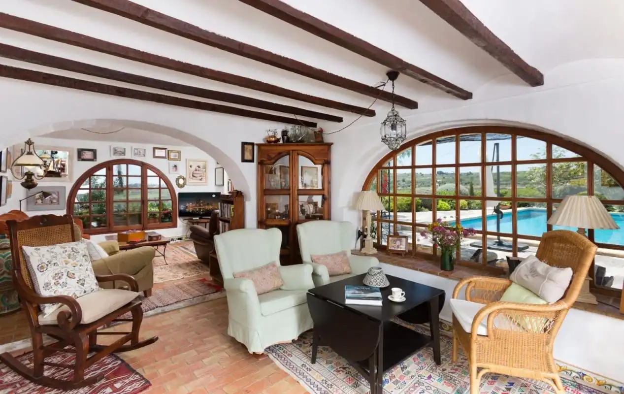 Sala de estar de Finca rústica en venta en Teulada con Calefacción, Jardín privado y Terraza