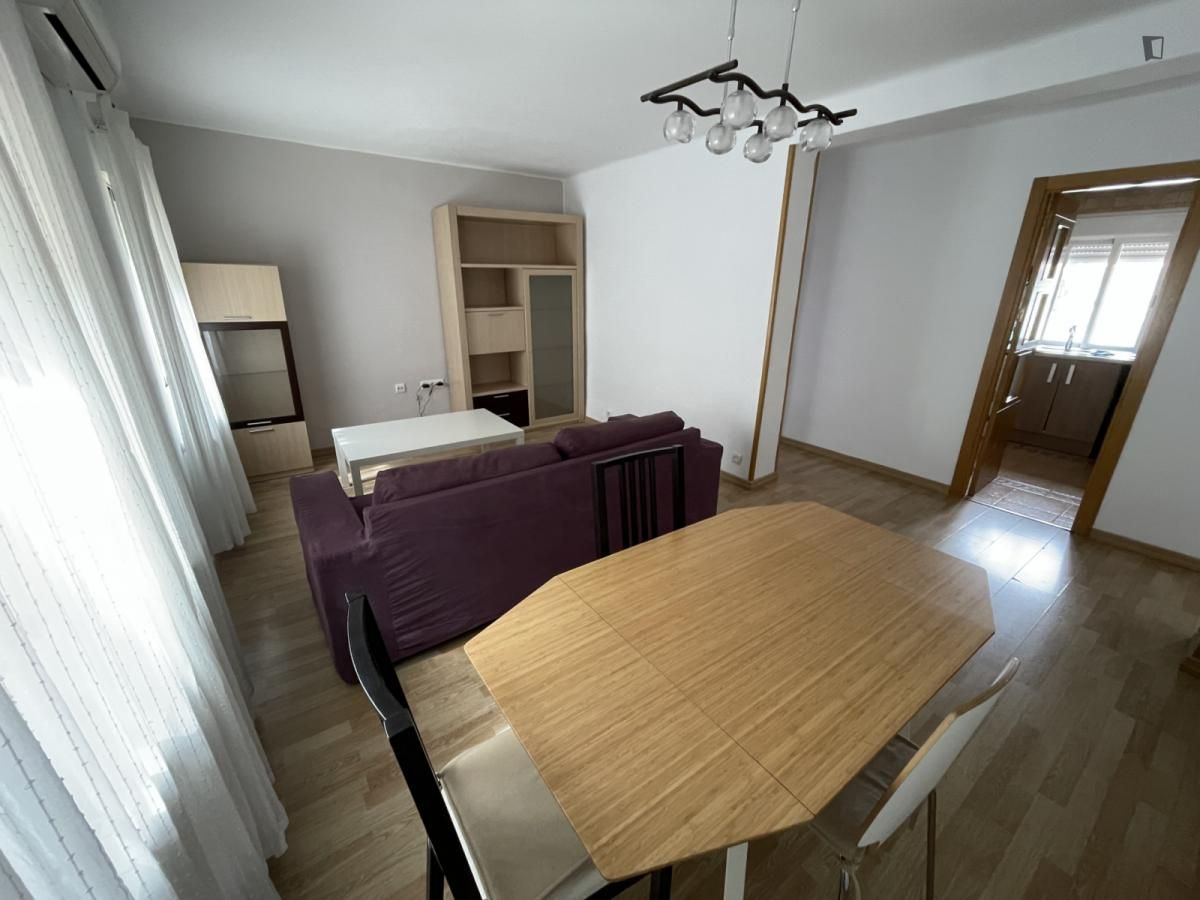 Sala d'estar de Apartament de lloguer en  Madrid Capital amb Aire condicionat, Calefacció i Moblat