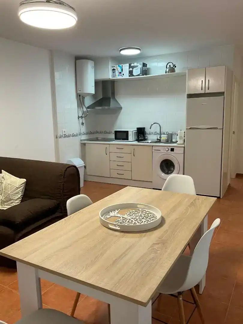 Cuina de Apartament de lloguer en Vera amb Aire condicionat, Jardí privat i Piscina