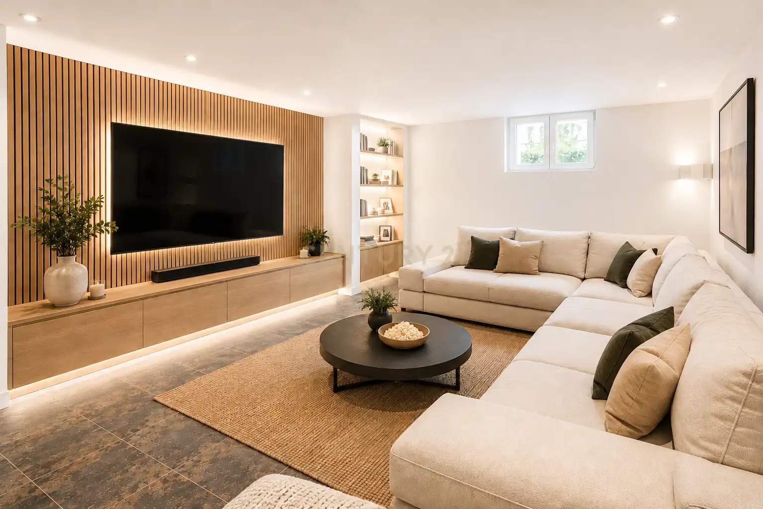 Wohnzimmer von Einfamilien-Reihenhaus zum Verkauf in Sant Josep de sa Talaia mit Klimaanlage, Privatgarten und Abstellraum