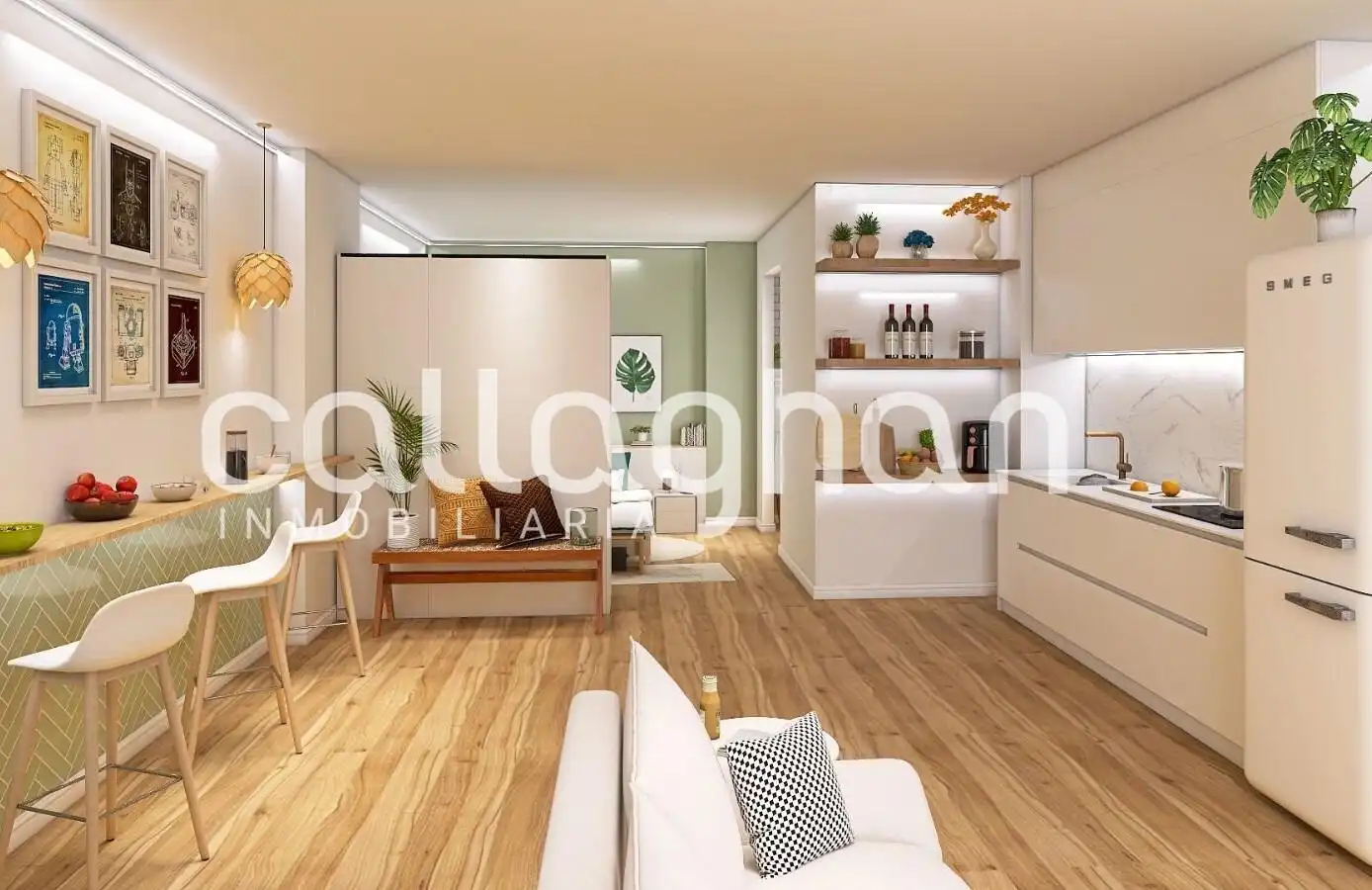 Wohnzimmer von Erdgeschoss zum Verkauf in Valencia mit Klimaanlage, Terrasse und Möbliert