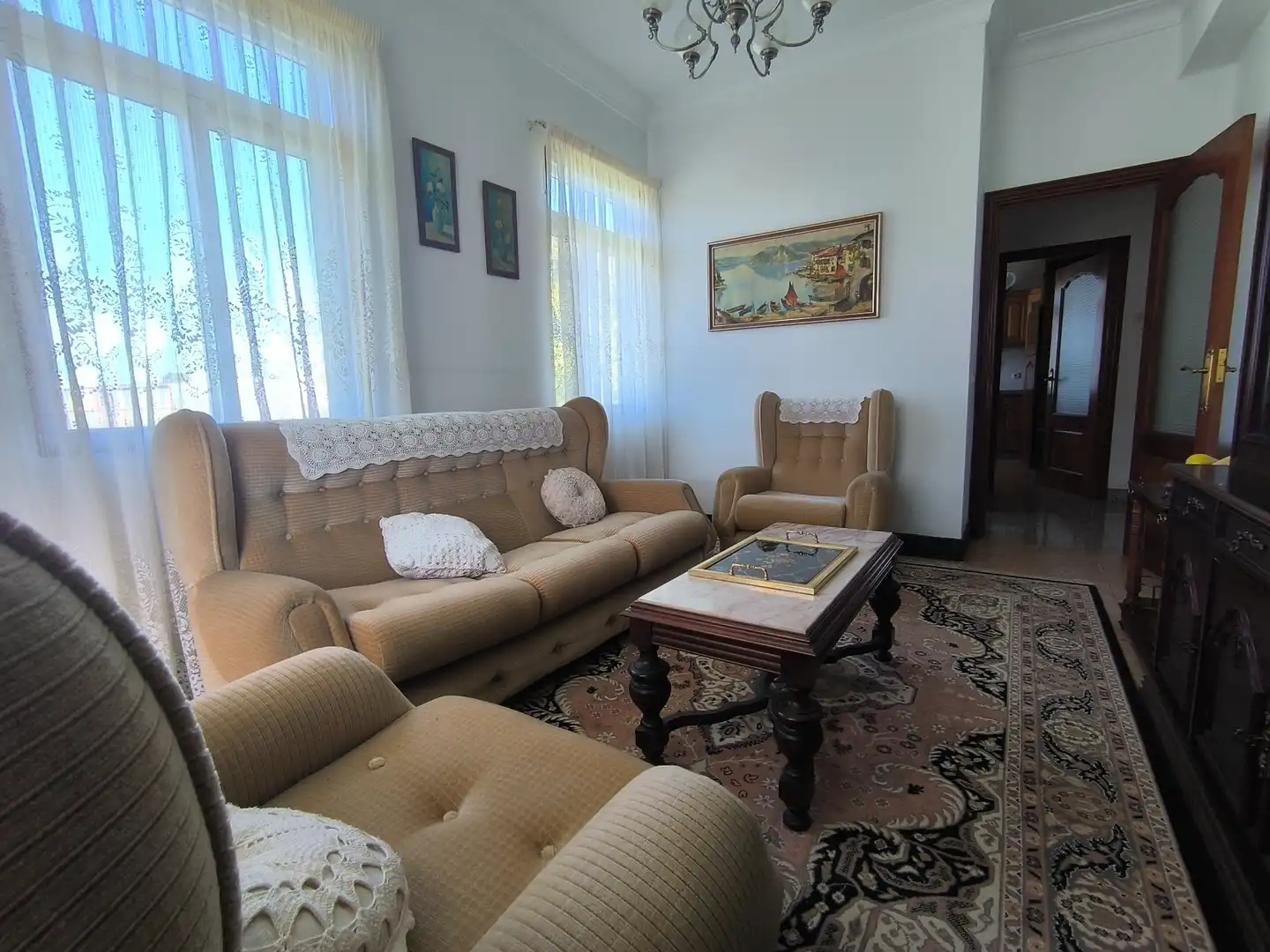 Living room of Houses for sale in Ferrol  with Heating, Private garden and Furnished