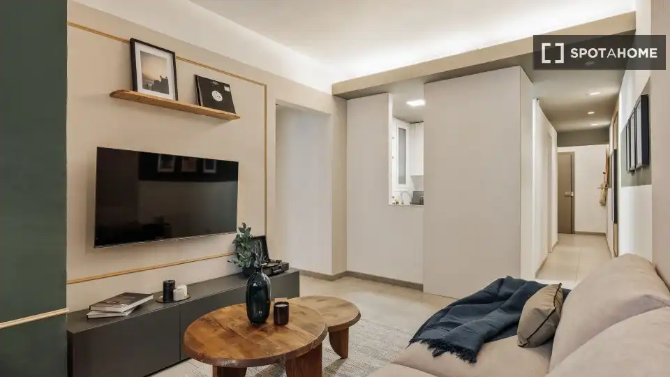 Sala de estar de Piso de alquiler en Barcelona con Aire acondicionado, Calefacción y Amueblado