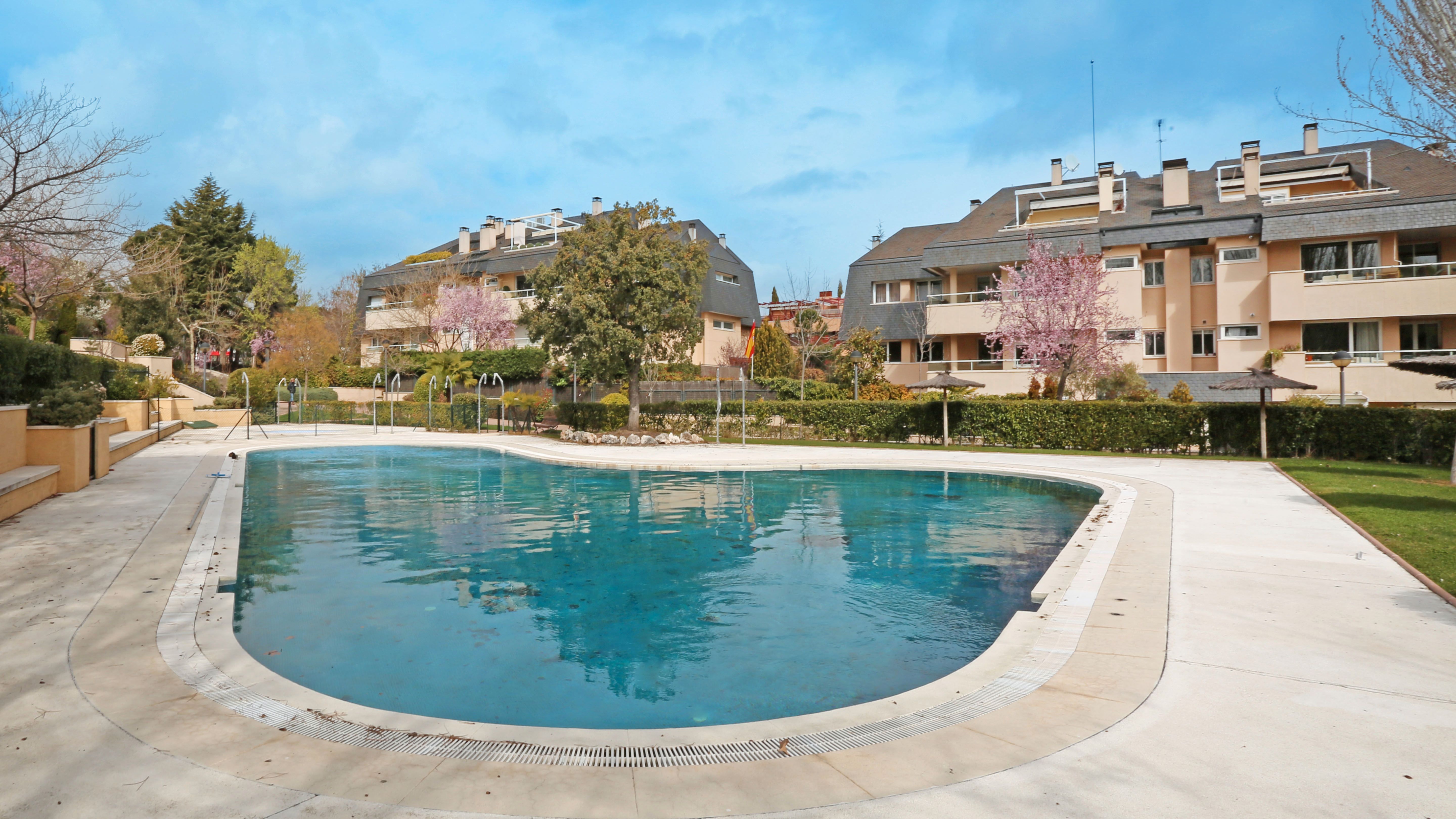 Swimming pool of Flat to rent in La Moraleja  with Air Conditioner, Heating and Parquet flooring