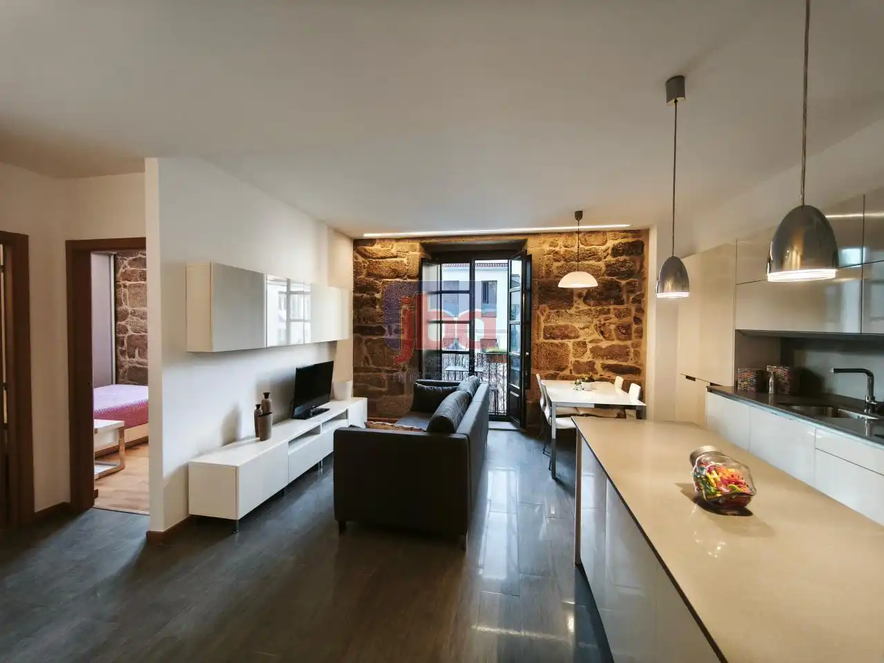Sala d'estar de Apartament de lloguer en Ourense Capital  amb Calefacció, Moblat i Balcó