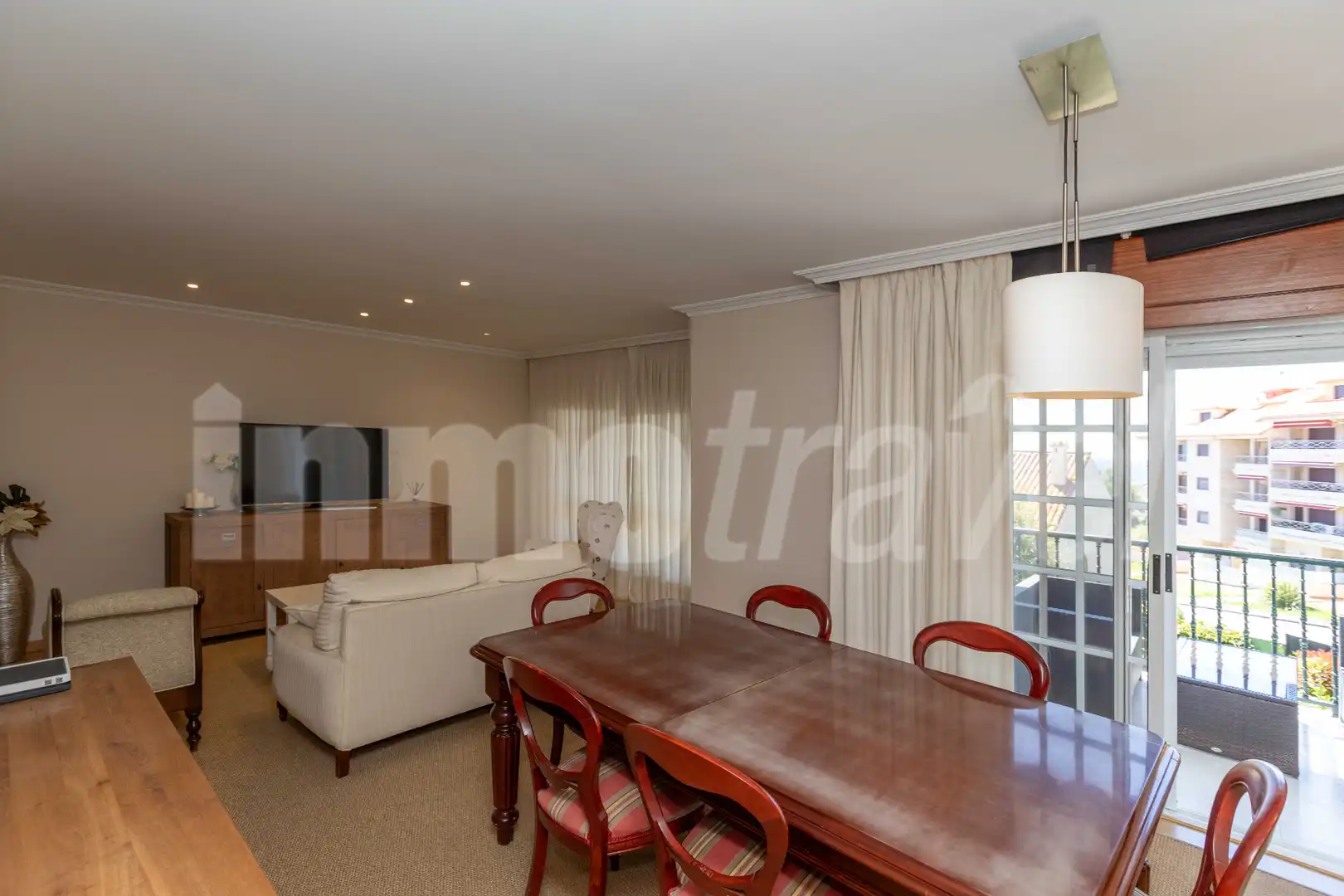Sala d'estar de Casa adosada de lloguer en Sanxenxo amb Jardí privat, Terrassa i Moblat