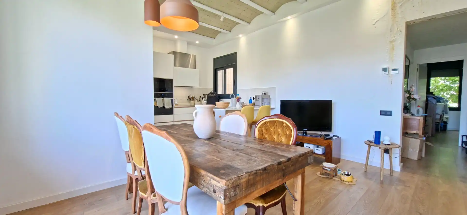 Dining room of Flat for sale in Badalona  with Air Conditioner, Heating and Terrace