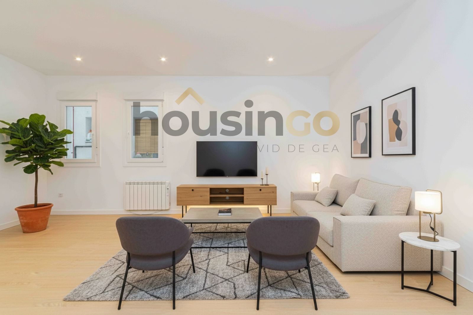 Living room of Flat to rent in  Madrid Capital  with Air Conditioner, Heating and Furnished