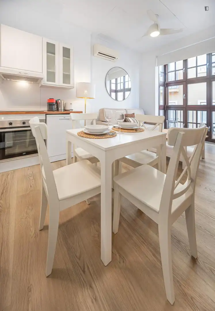 Menjador de Apartament de lloguer en Málaga amb Aire condicionat, Moblat i Forn