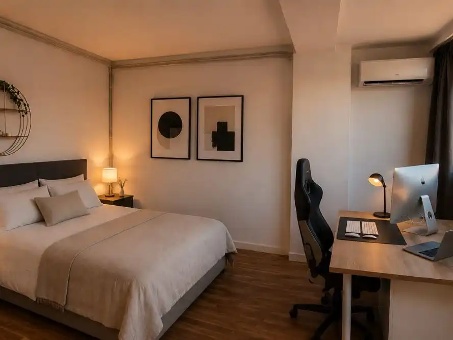 Schlafzimmer von Büro zur Miete in Barcelona mit Klimaanlage, Heizung und Terrasse