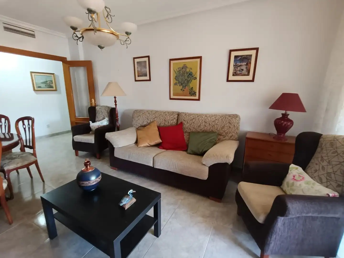 Sala d'estar de Pis de lloguer en  Murcia Capital amb Aire condicionat, Calefacció i Moblat