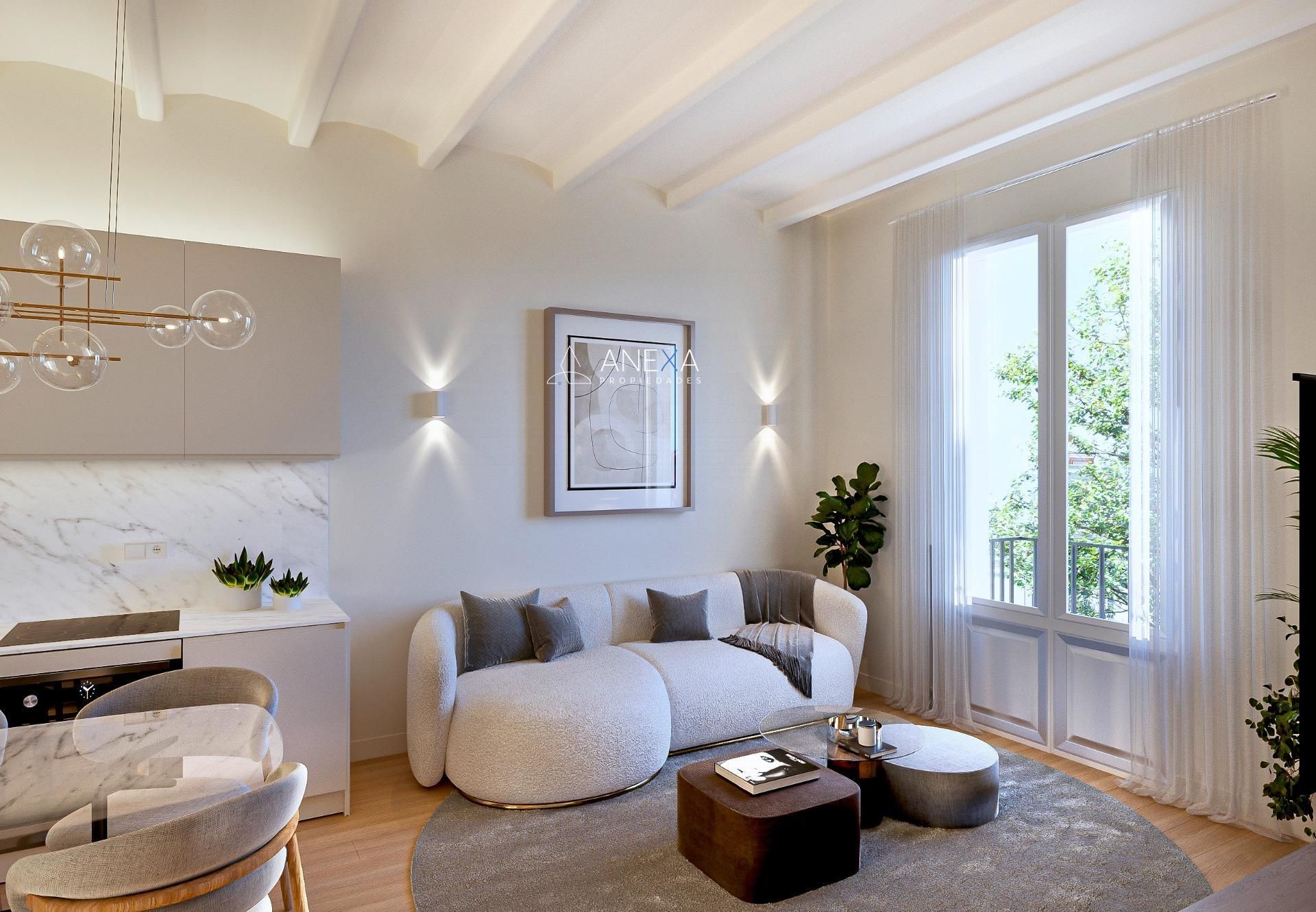 Living room of Flat for sale in  Barcelona Capital  with Balcony and Alarm