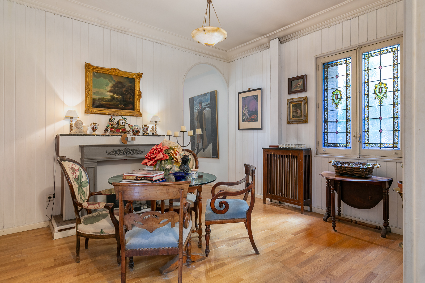 Dining room of Apartment for sale in  Madrid Capital  with Air Conditioner, Heating and Private garden