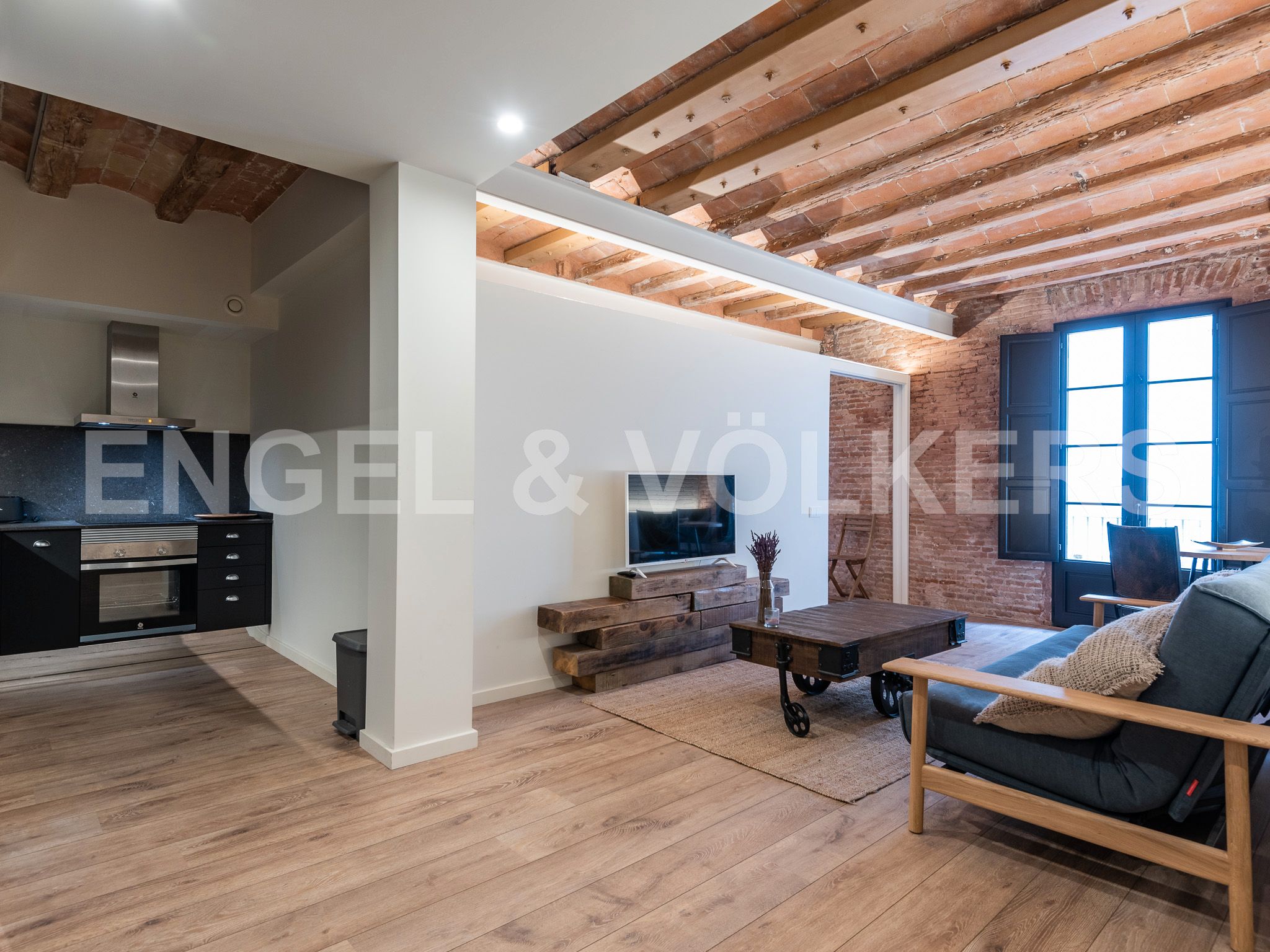 Sala d'estar de Apartament de lloguer en  Barcelona Capital amb Aire condicionat, Calefacció i Terrassa