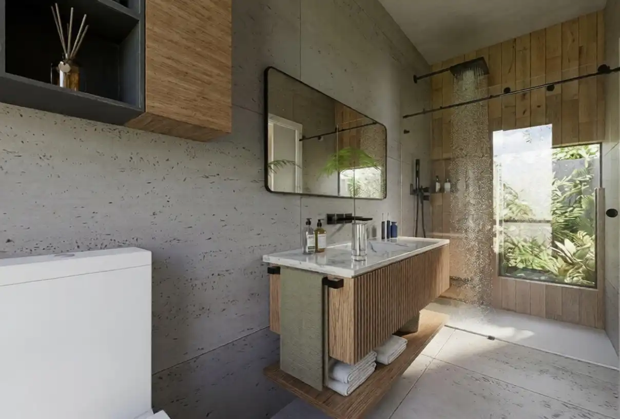 Badezimmer von Einfamilien-Reihenhaus zum Verkauf in Peligros mit Klimaanlage, Heizung und Privatgarten
