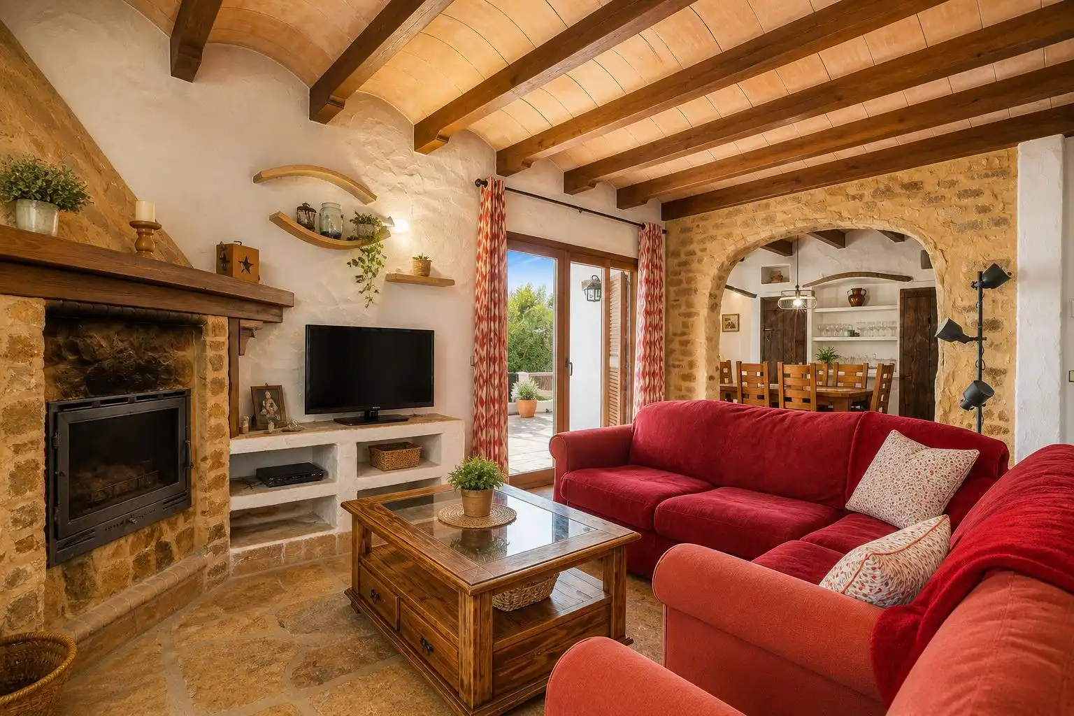 Sala d'estar de Finca rústica en venda en Calvià amb Aire condicionat, Jardí privat i Terrassa
