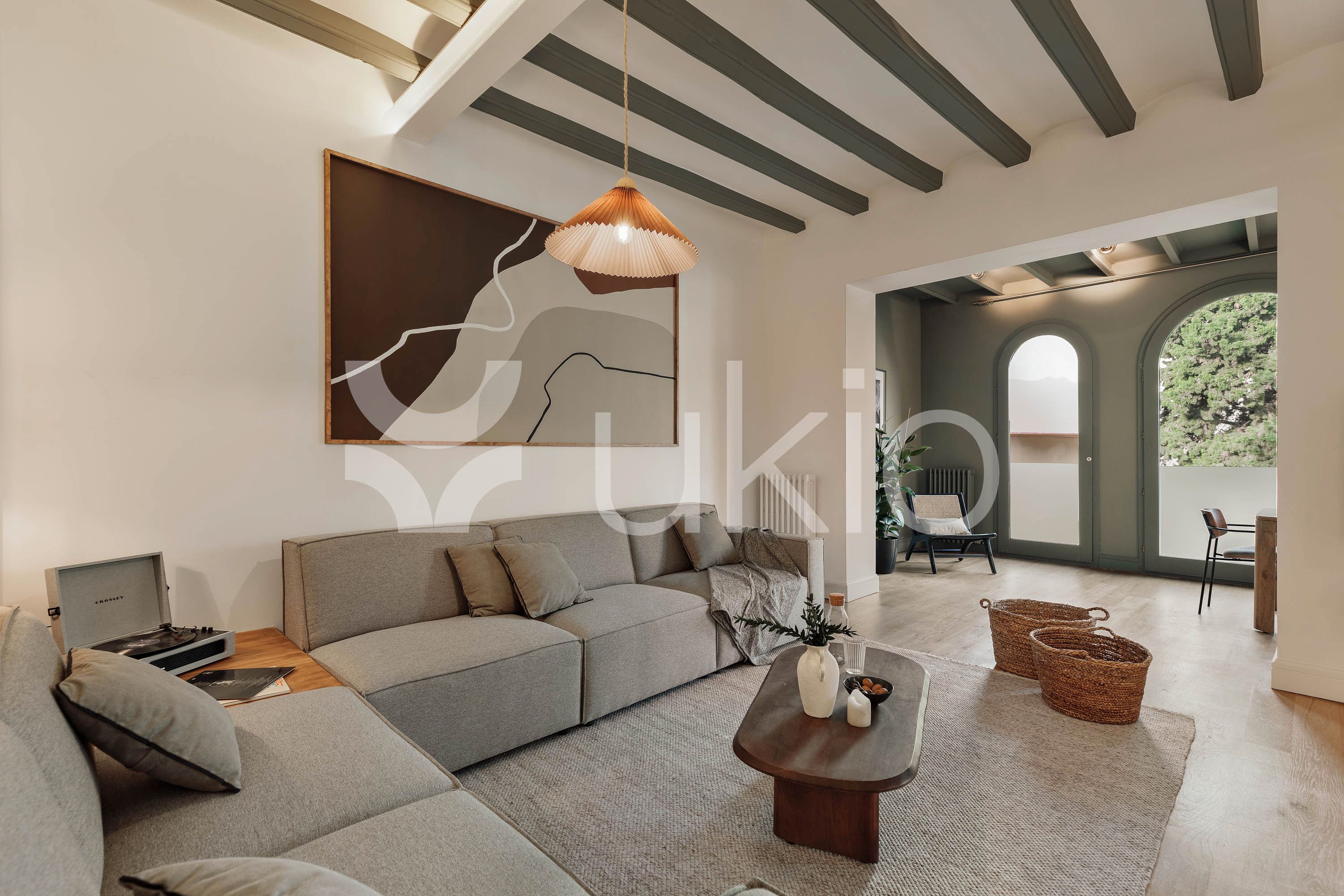 Sala d'estar de Apartament de lloguer en  Barcelona Capital amb Aire condicionat, Calefacció i Moblat