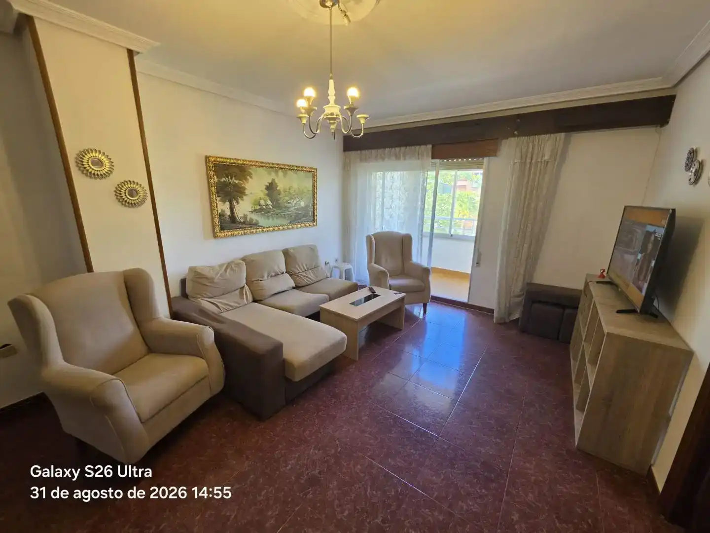 Wohnzimmer von Wohnung zur Miete in Cáceres mit Privatgarten, Möbliert und Balkon