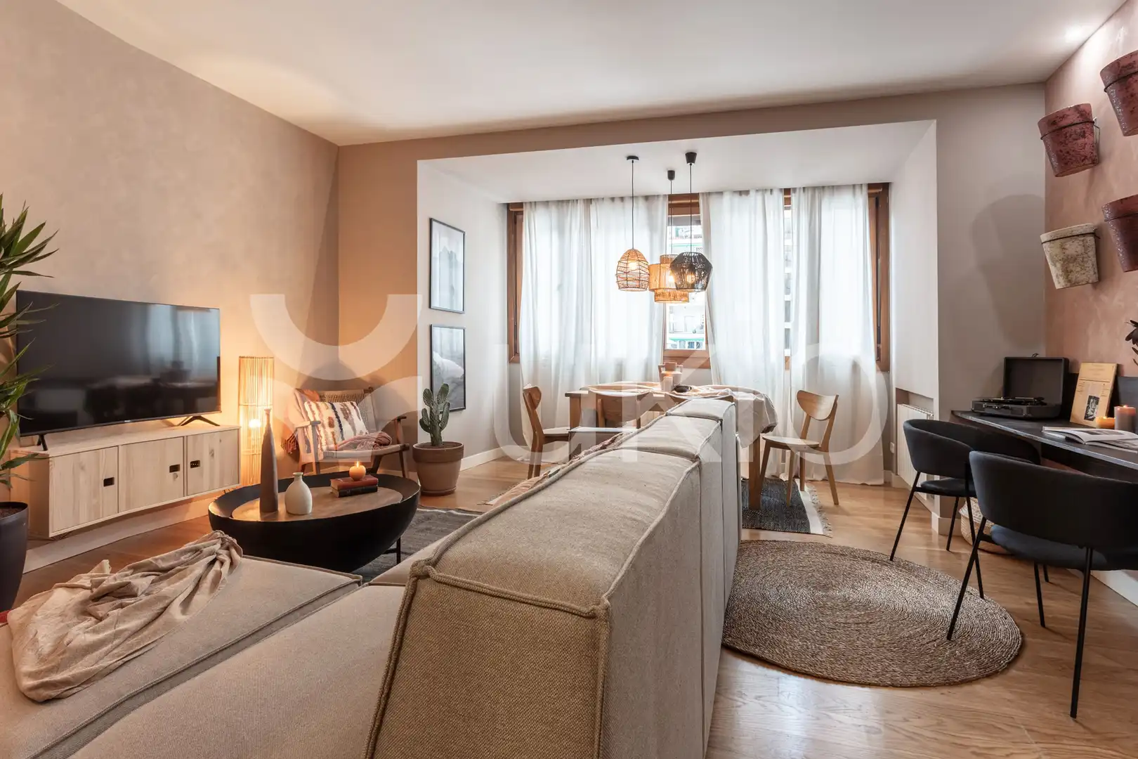 Sala de estar de Apartamento de alquiler en  Madrid Capital con Aire acondicionado, Amueblado y Lavadora
