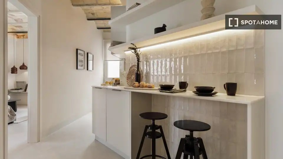 Cocina de Piso de alquiler en Barcelona con Aire acondicionado, Calefacción y Amueblado