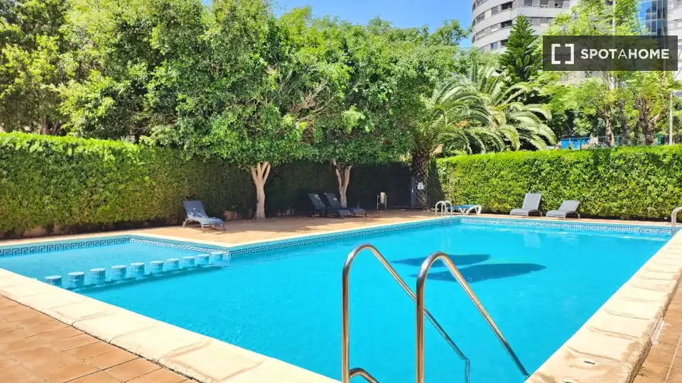 Piscina de Pis de lloguer en Valencia amb Aire condicionat, Calefacció i Moblat
