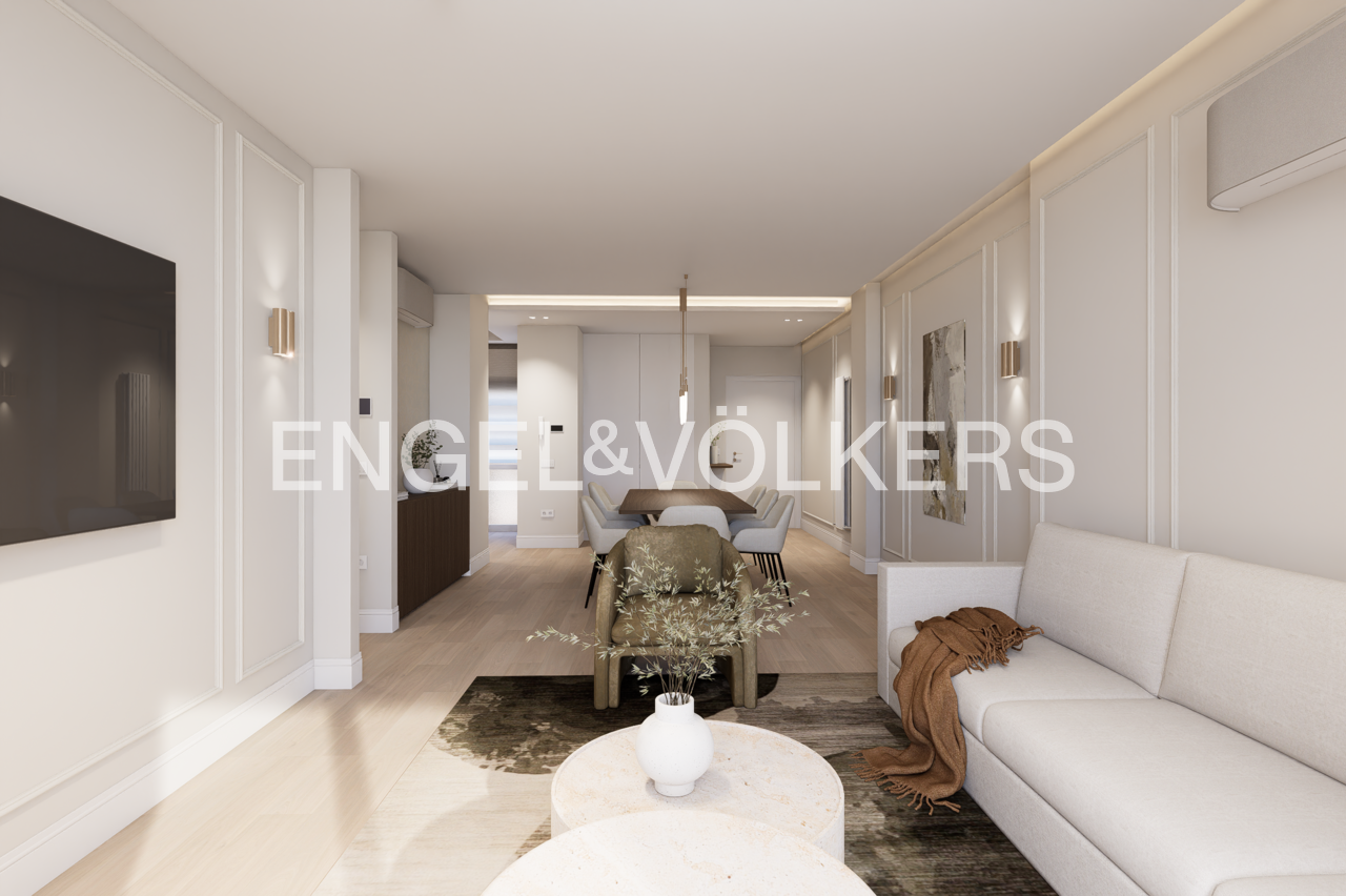 Sala d'estar de Apartament en venda en  Madrid Capital amb Aire condicionat, Calefacció i Terrassa