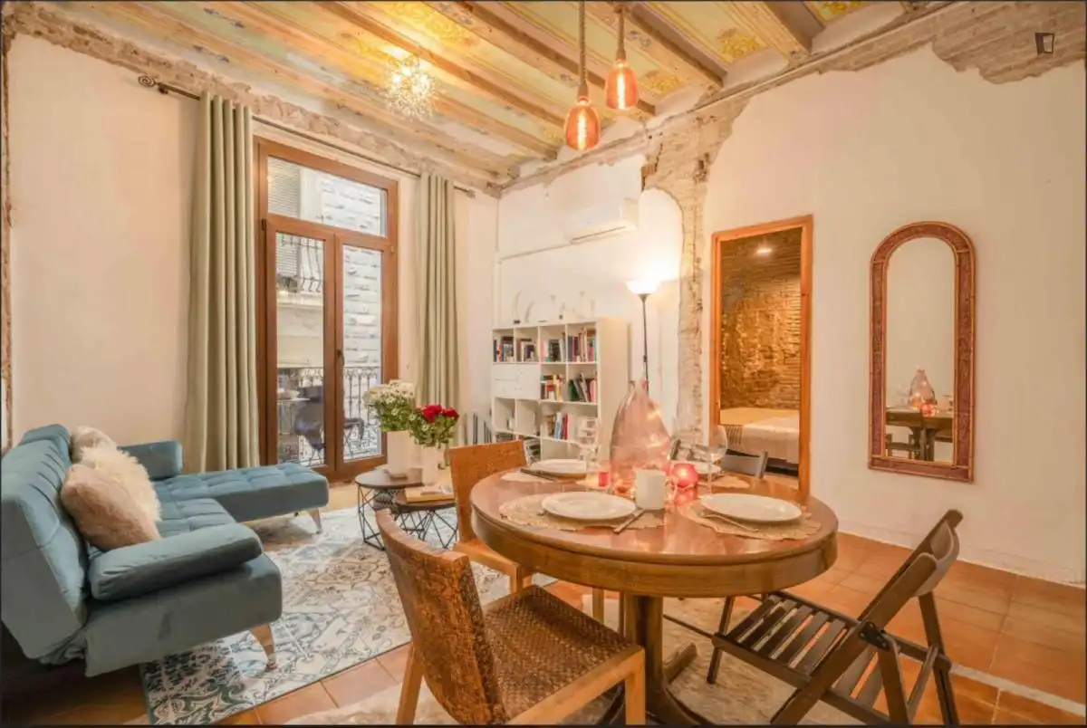 Sala d'estar de Apartament de lloguer en Barcelona amb Aire condicionat, Moblat i Rentadora