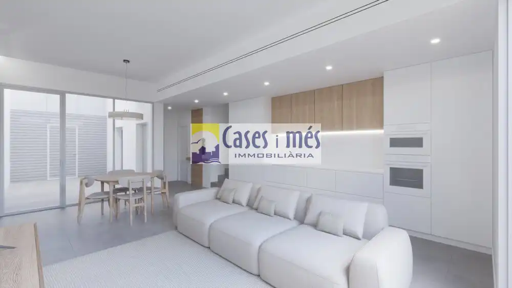 Wohnzimmer von Einfamilien-Reihenhaus zum Verkauf in Massamagrell mit Klimaanlage, Heizung und Terrasse