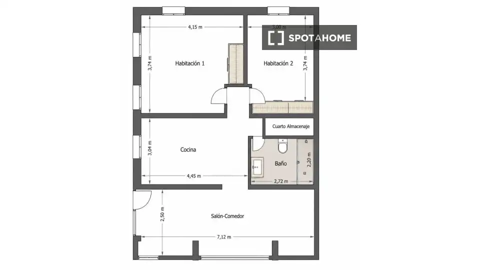 Flat for rent in Madrid  with Air Conditioner, Heating and Furnished