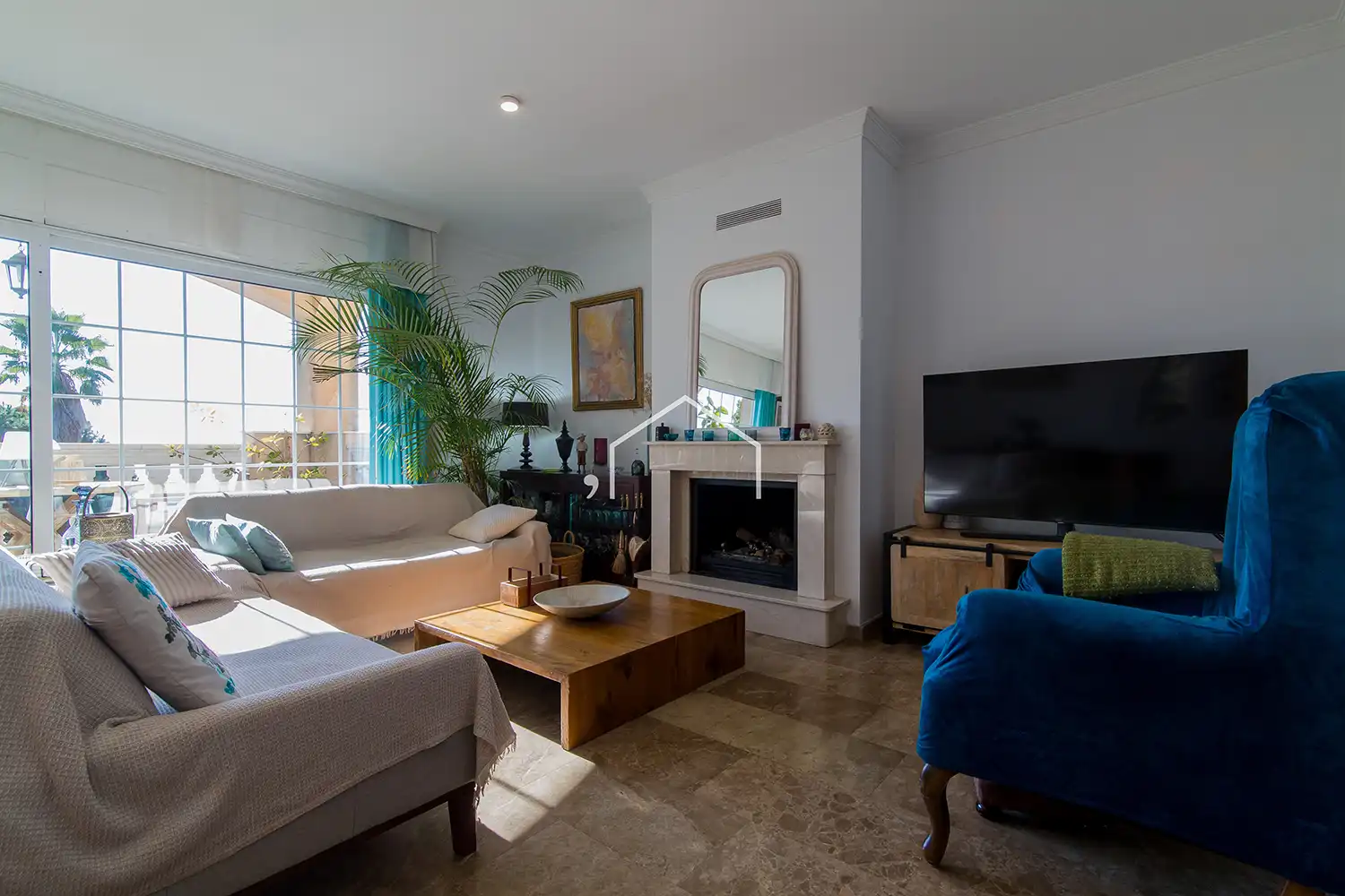 Wohnzimmer von Haus oder Chalet zum Verkauf in Teià mit Klimaanlage, Heizung und Privatgarten
