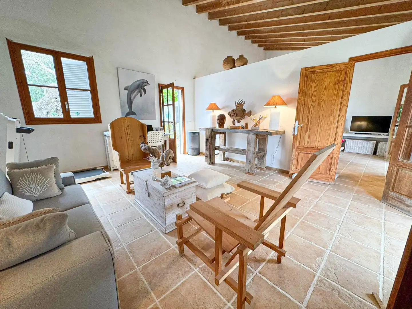 Sala d'estar de Finca rústica en venda en Pollença amb Calefacció, Jardí privat i Traster