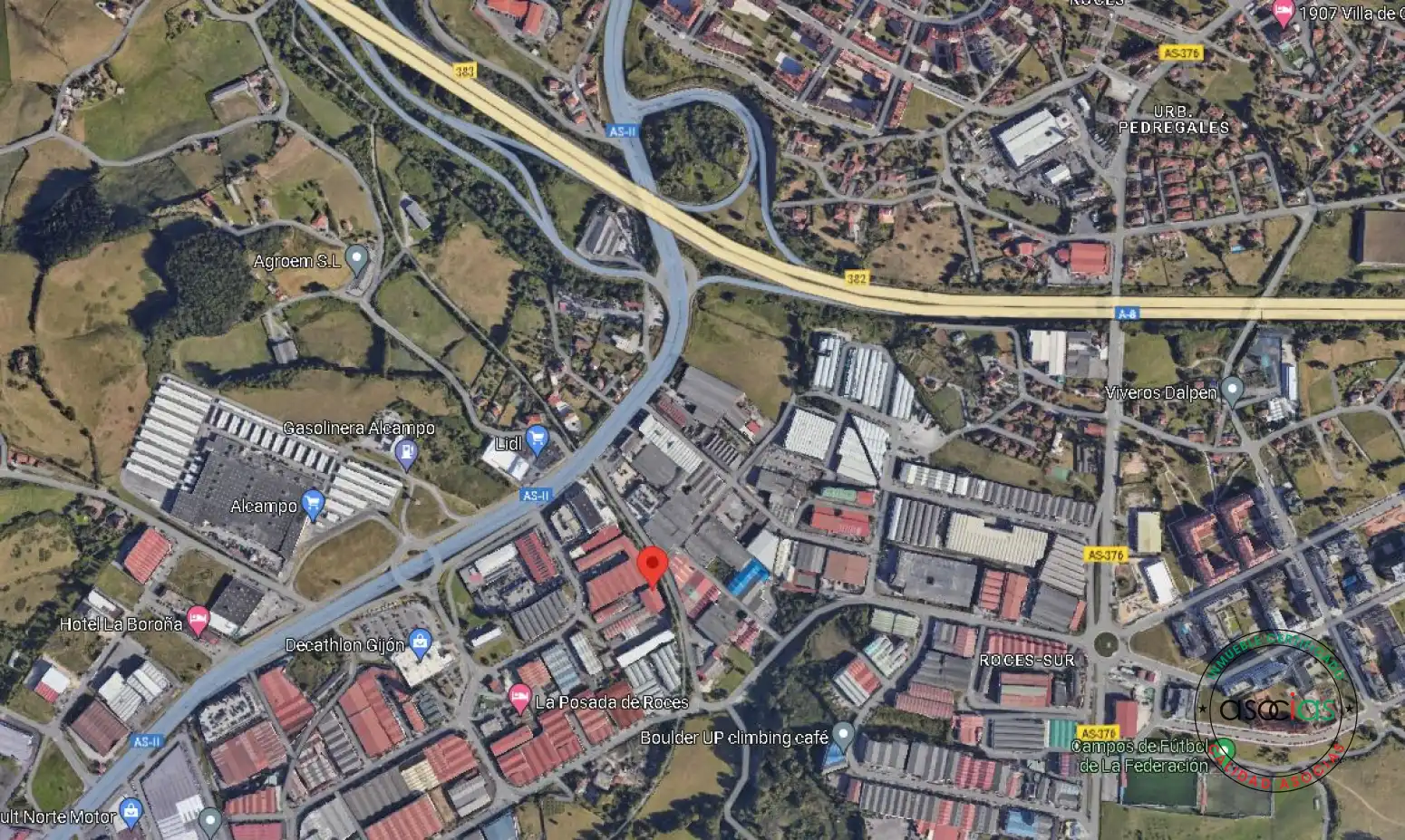 Vista exterior de Nave industrial en venta en Gijón 