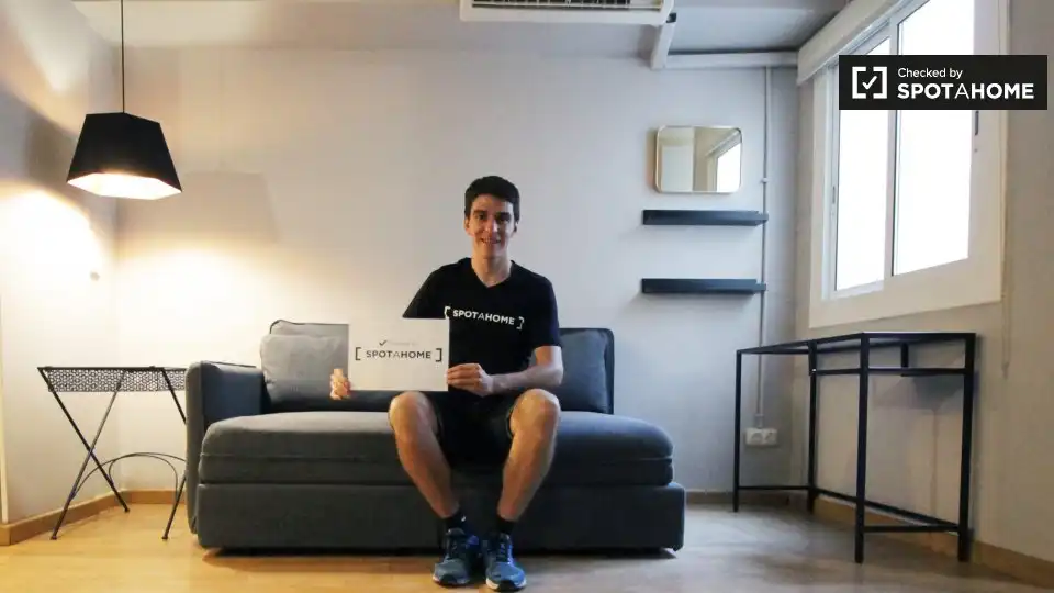 Sala de estar de Piso de alquiler en Barcelona con Aire acondicionado, Calefacción y Amueblado