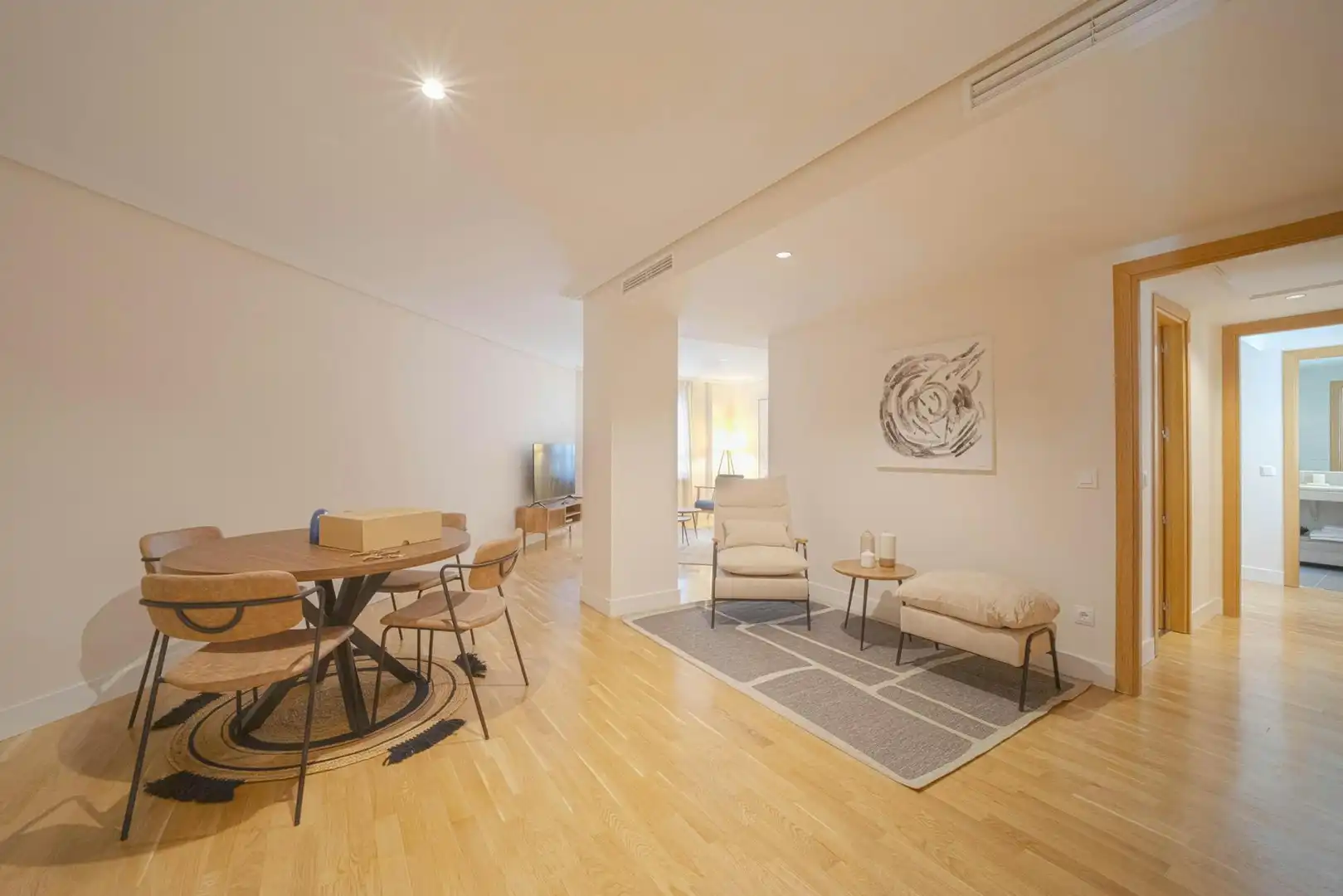 Living room of Flat for rent in Madrid  with Air Conditioner, Washing machine and TV