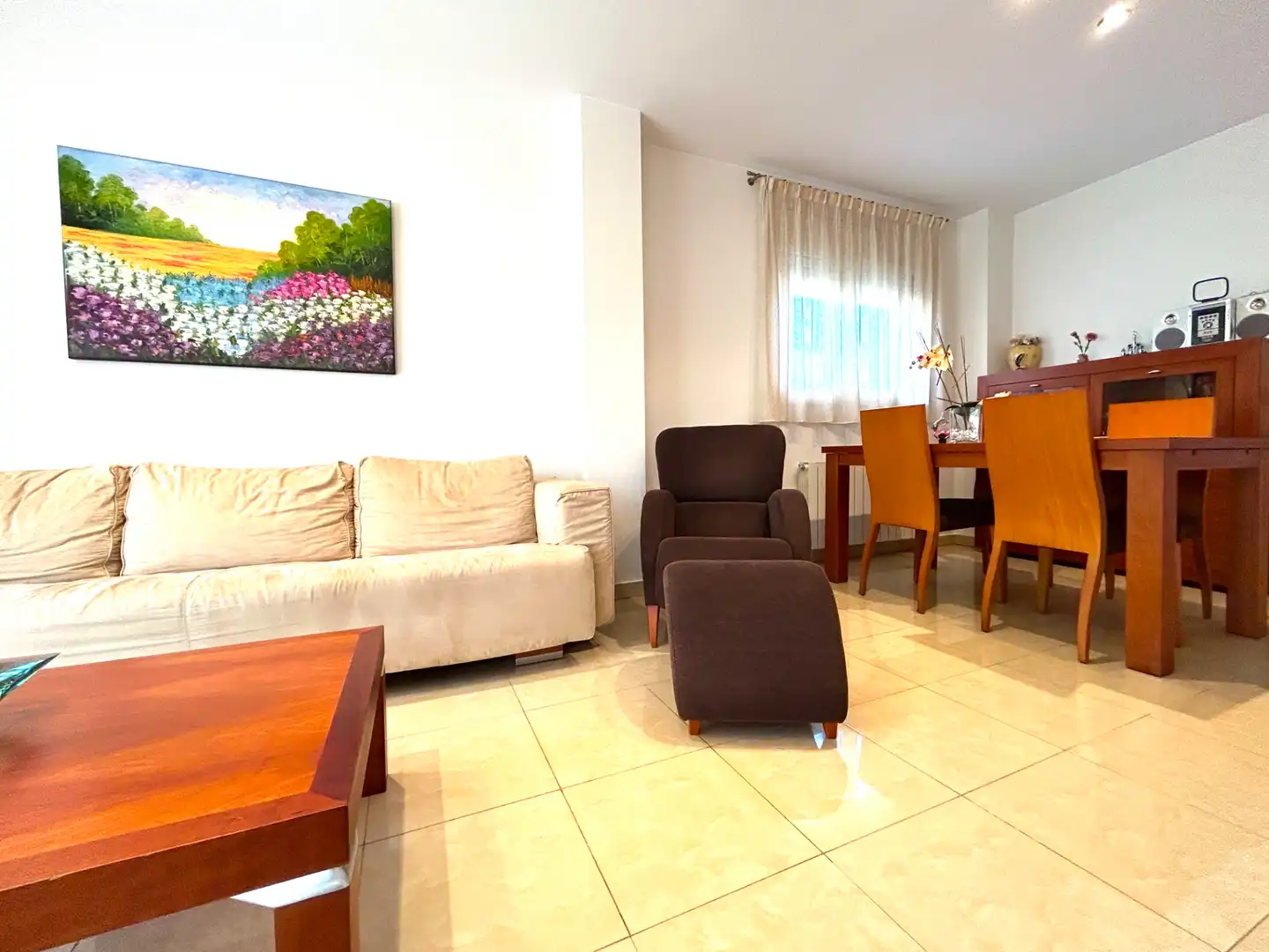 Sala de estar de Casa o chalet en venta en Santa Coloma de Farners con Calefacción, Jardín privado y Terraza