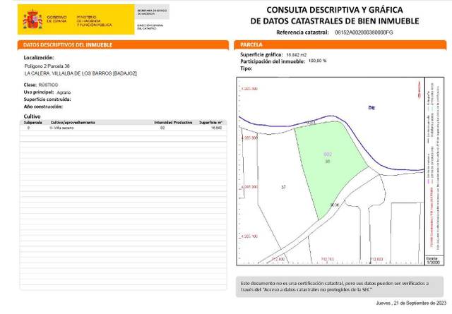 Finca rústica en Venta en Villalba de los Barros