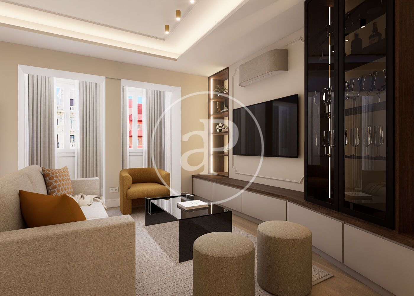 Living room of Flat for sale in  Madrid Capital  with Air Conditioner, Heating and Furnished