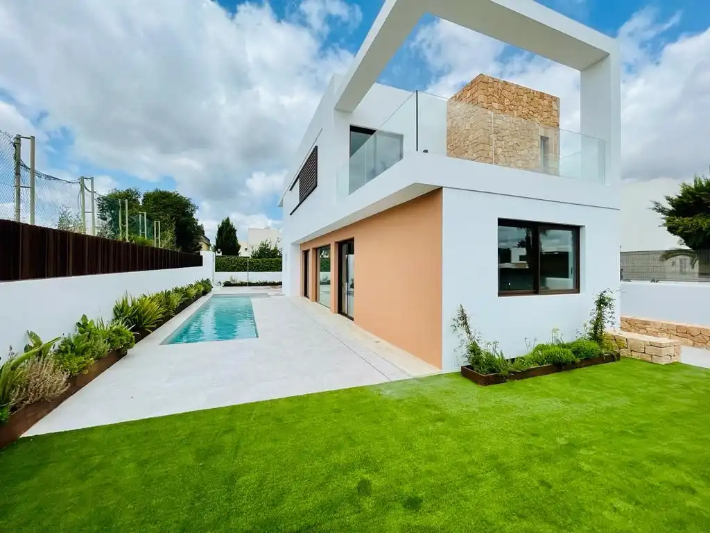 Exterior view of Houses for sale in Santa Eulària des Riu  with Air Conditioner, Heating and Private garden