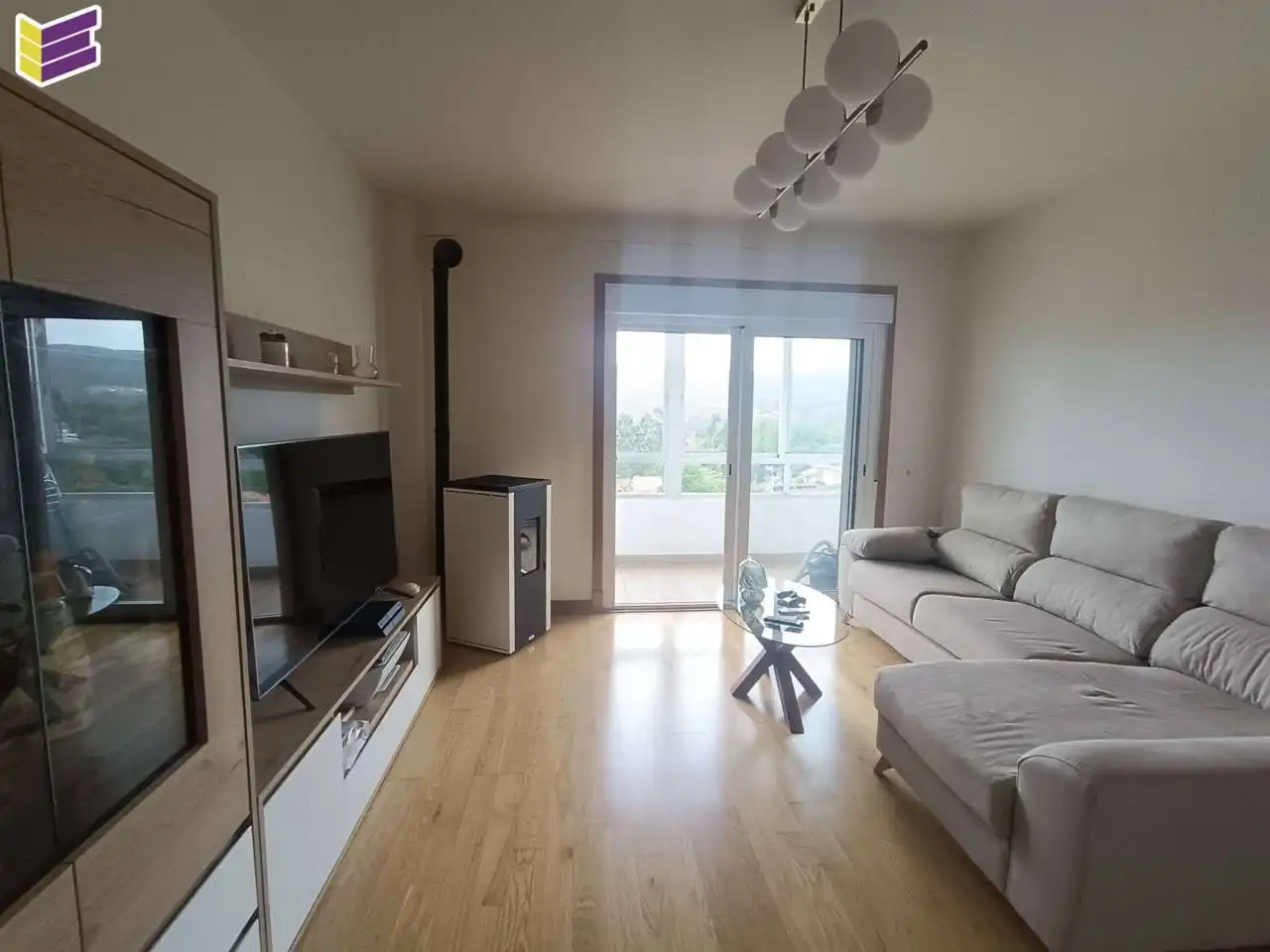 Living room of Flat for sale in A Cañiza    with Heating, Parquet flooring and Terrace