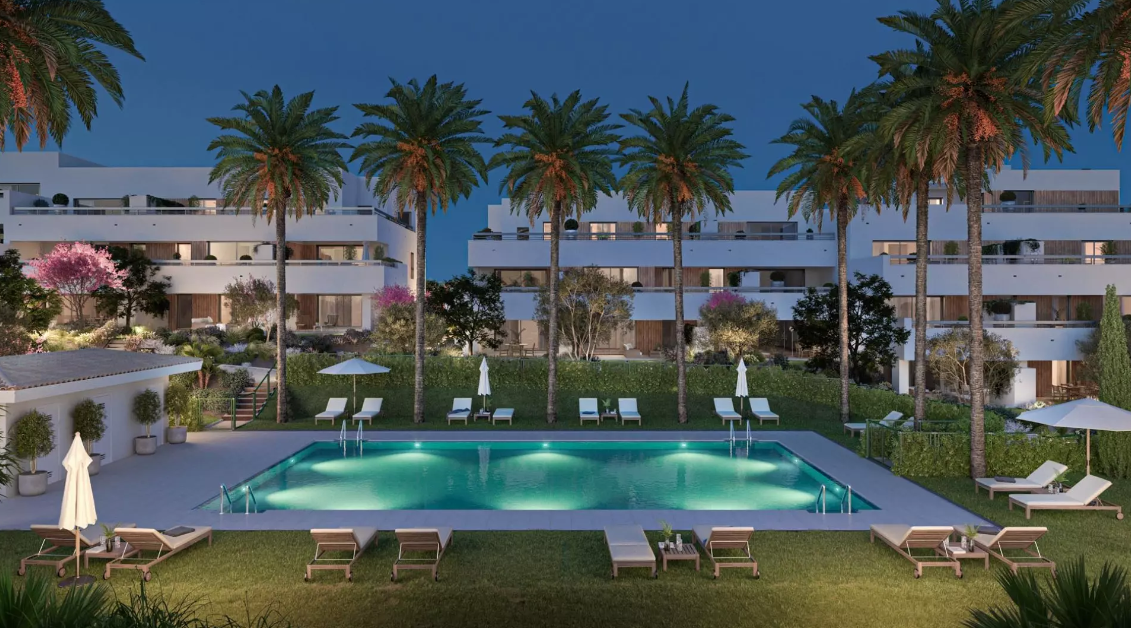 Jardín de Apartamento en venta en Estepona con TV y Piscina comunitaria