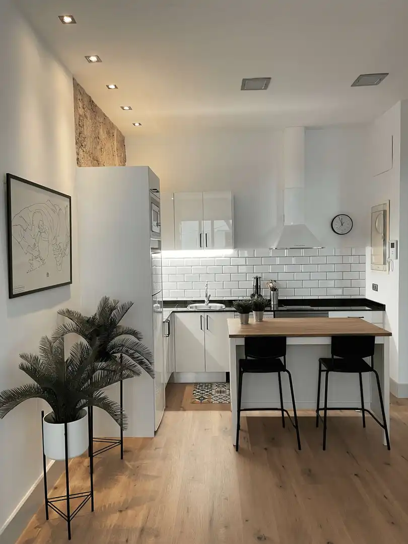 Cuina de Apartament per a compartir en Las Palmas de Gran Canaria amb Aire condicionat, Terrassa i Moblat
