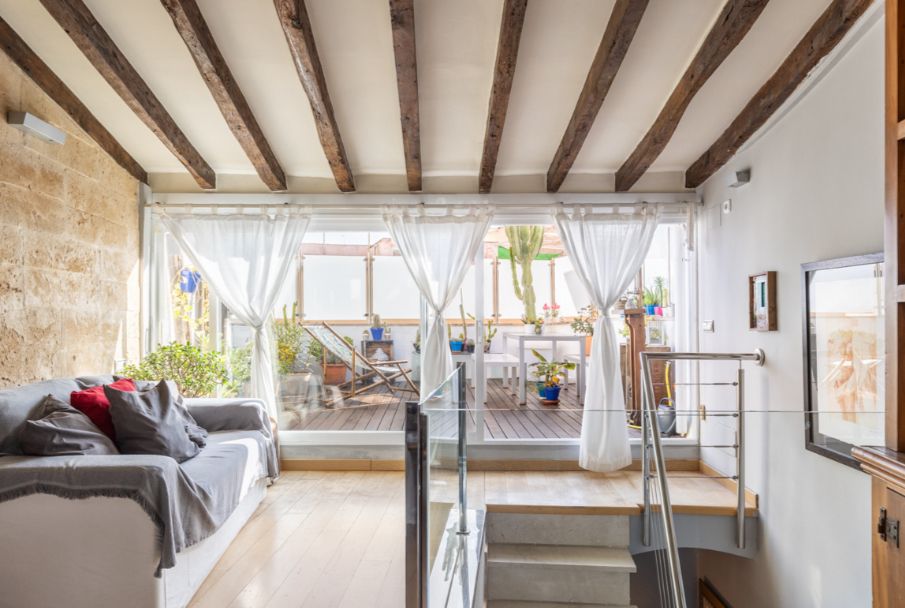 Sala d'estar de Apartament en venda en  Palma de Mallorca amb Aire condicionat, Parquet i Terrassa