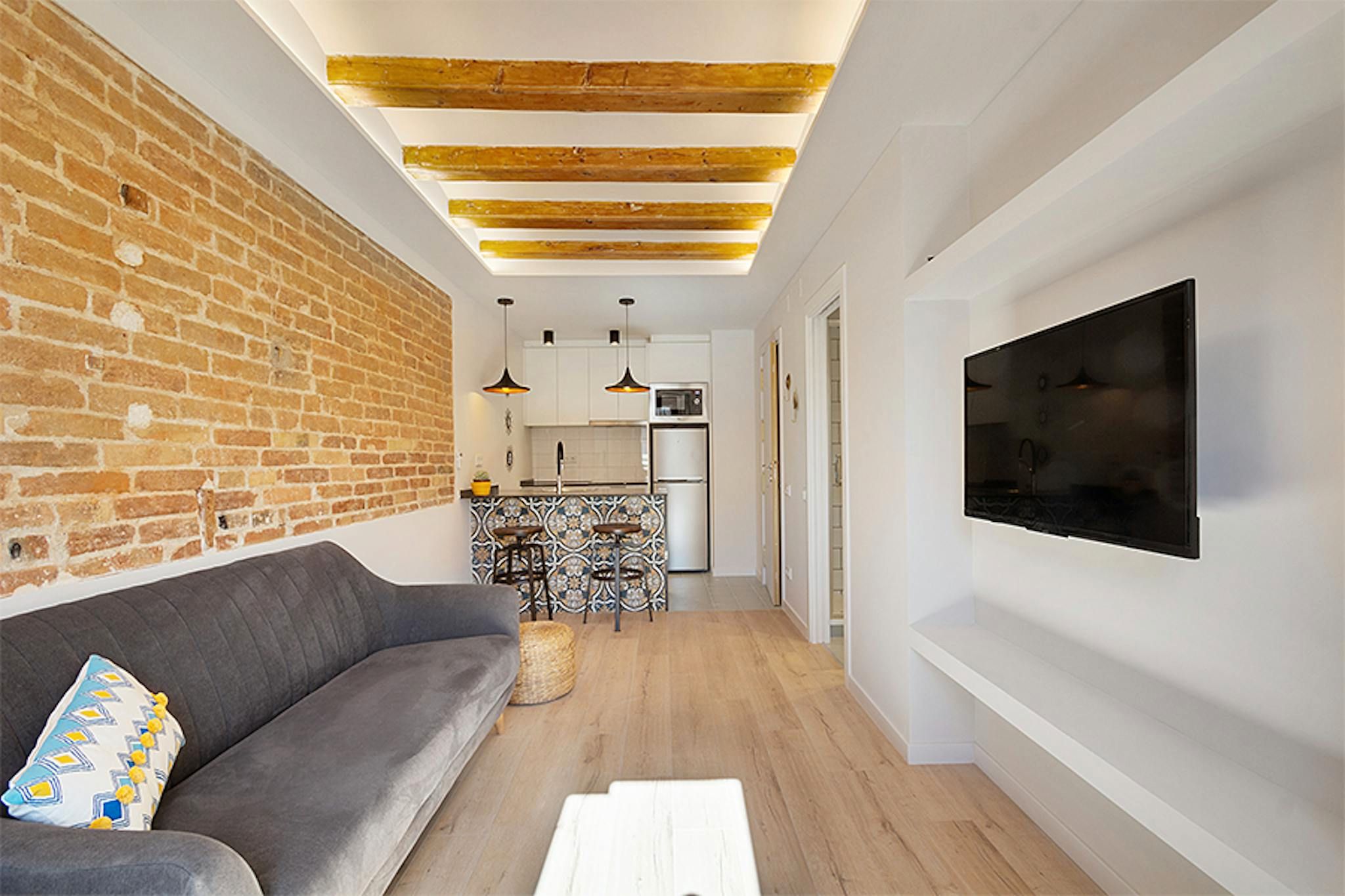 Living room of Flat to rent in  Barcelona Capital  with Air Conditioner, Heating and Furnished