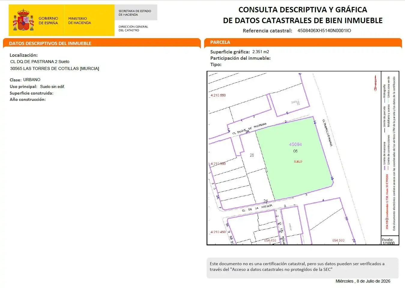 Wohnbaugrundstück zum Verkauf in Las Torres de Cotillas, imagen 3