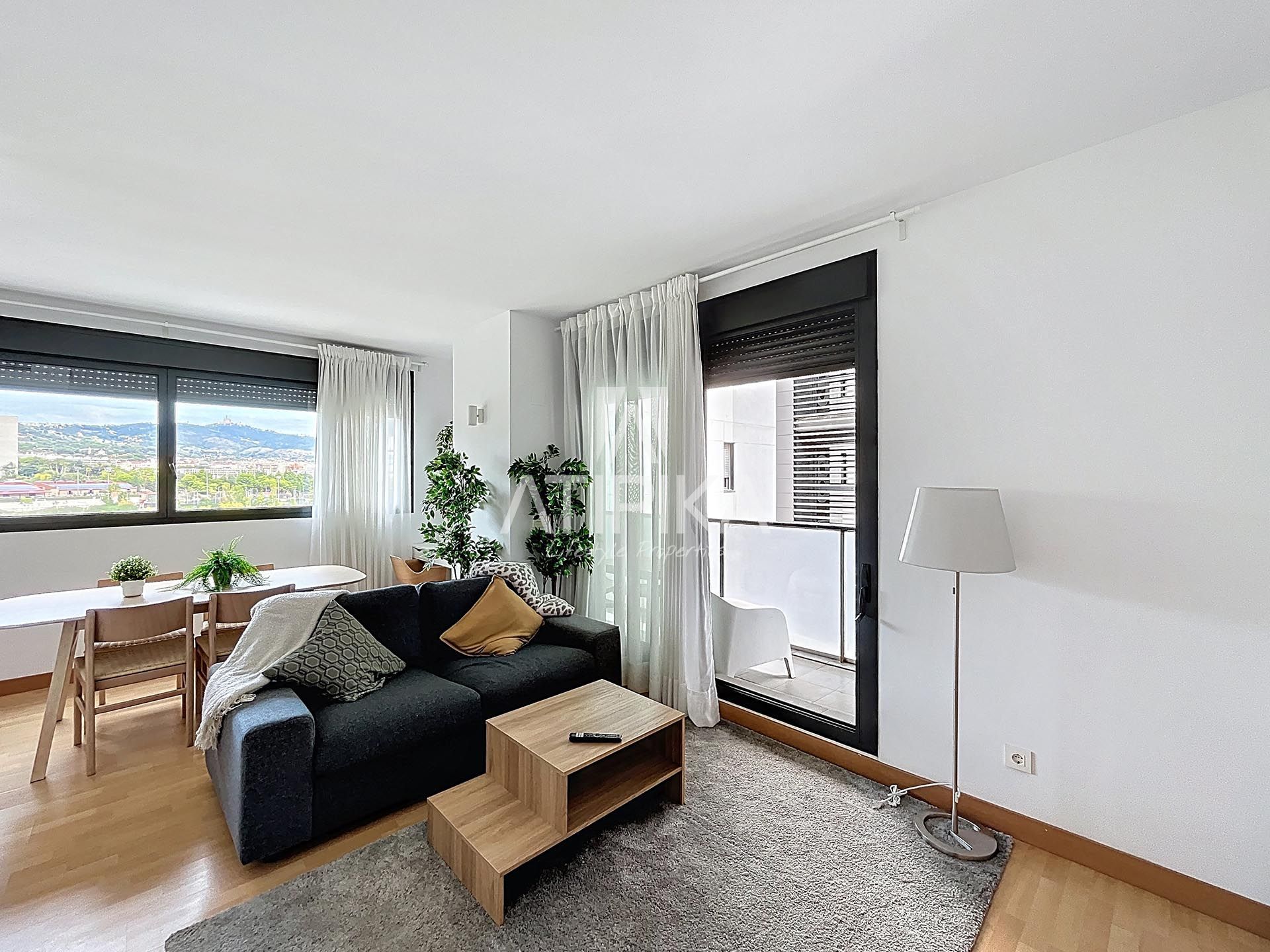 Sala d'estar de Pis en venda en L'Hospitalet de Llobregat amb Aire condicionat, Parquet i Terrassa