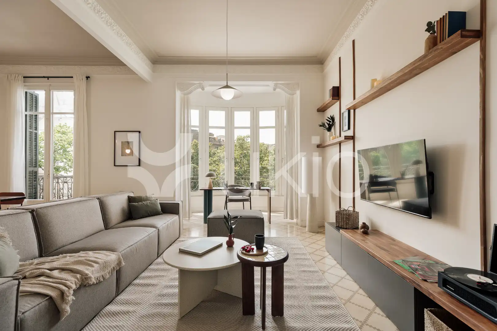 Sala de estar de Apartamento de alquiler en Barcelona con Aire acondicionado, Calefacción y Amueblado