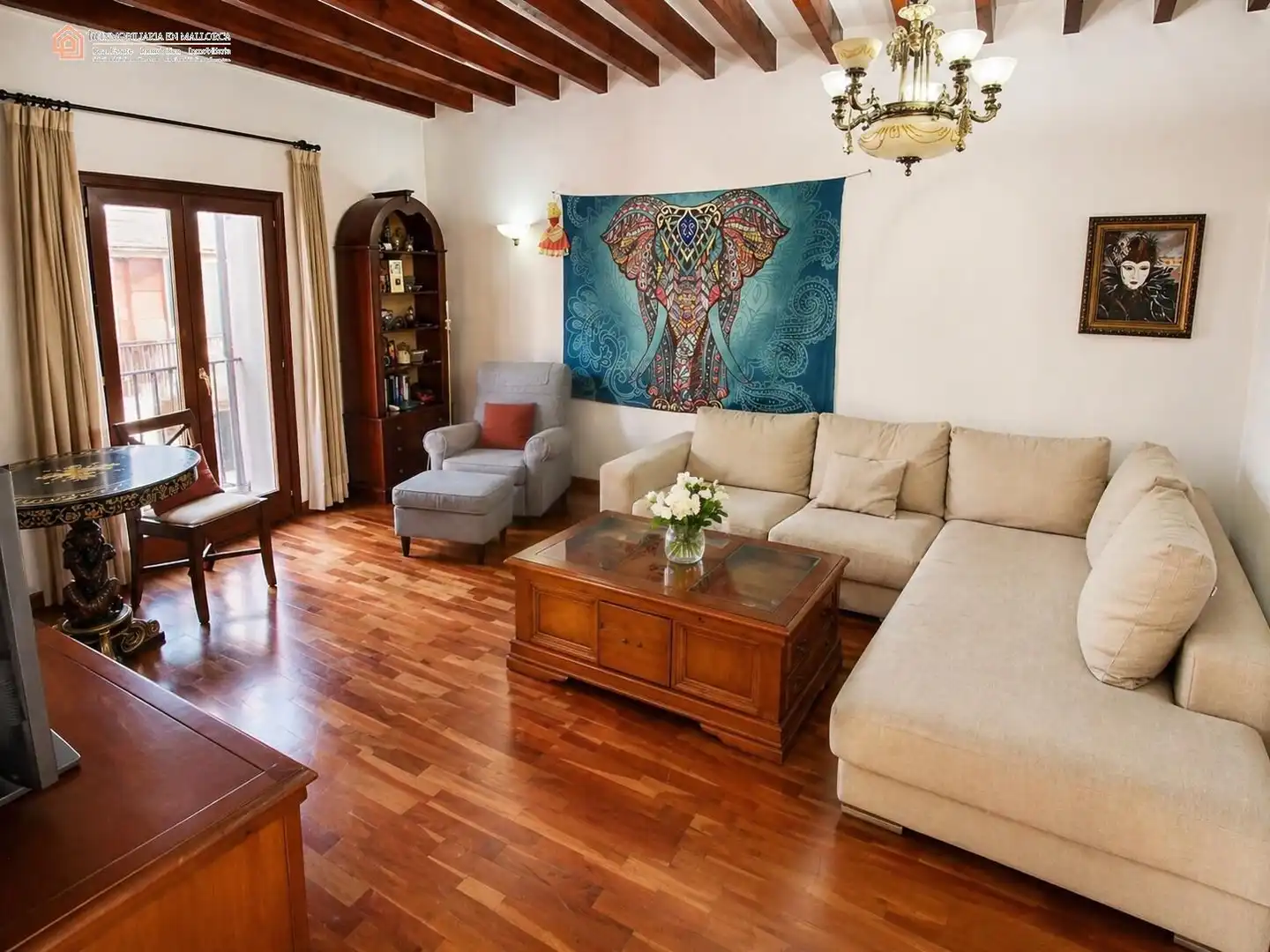 Wohnzimmer von Wohnung zum Verkauf in  Palma de Mallorca mit Heizung, Parkett und Terrasse