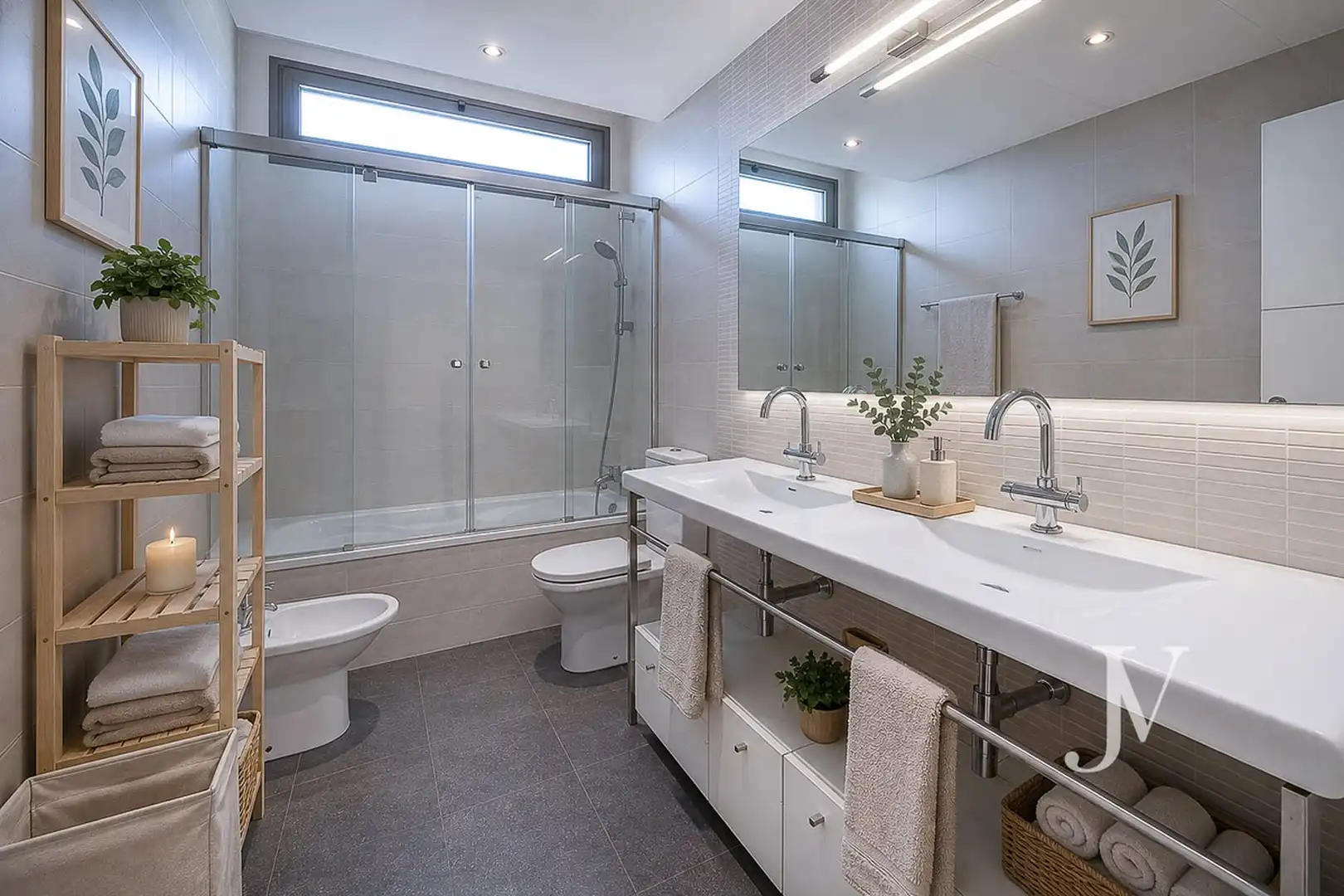 Badezimmer von Einfamilien-Reihenhaus zum Verkauf in Pozuelo de Alarcón mit Klimaanlage, Heizung und Privatgarten
