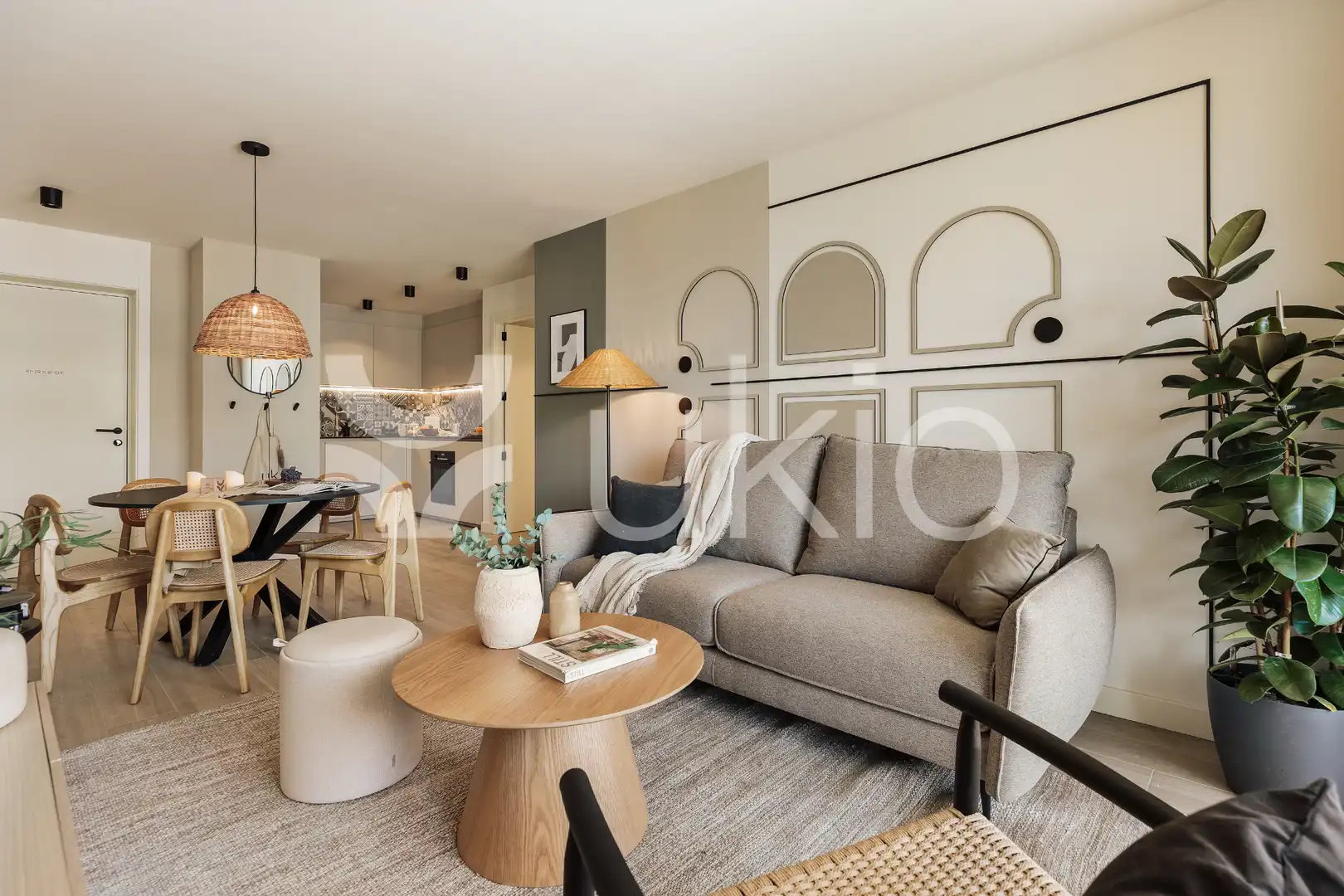Sala de estar de Apartamento de alquiler en  Barcelona Capital con Aire acondicionado, Calefacción y Amueblado