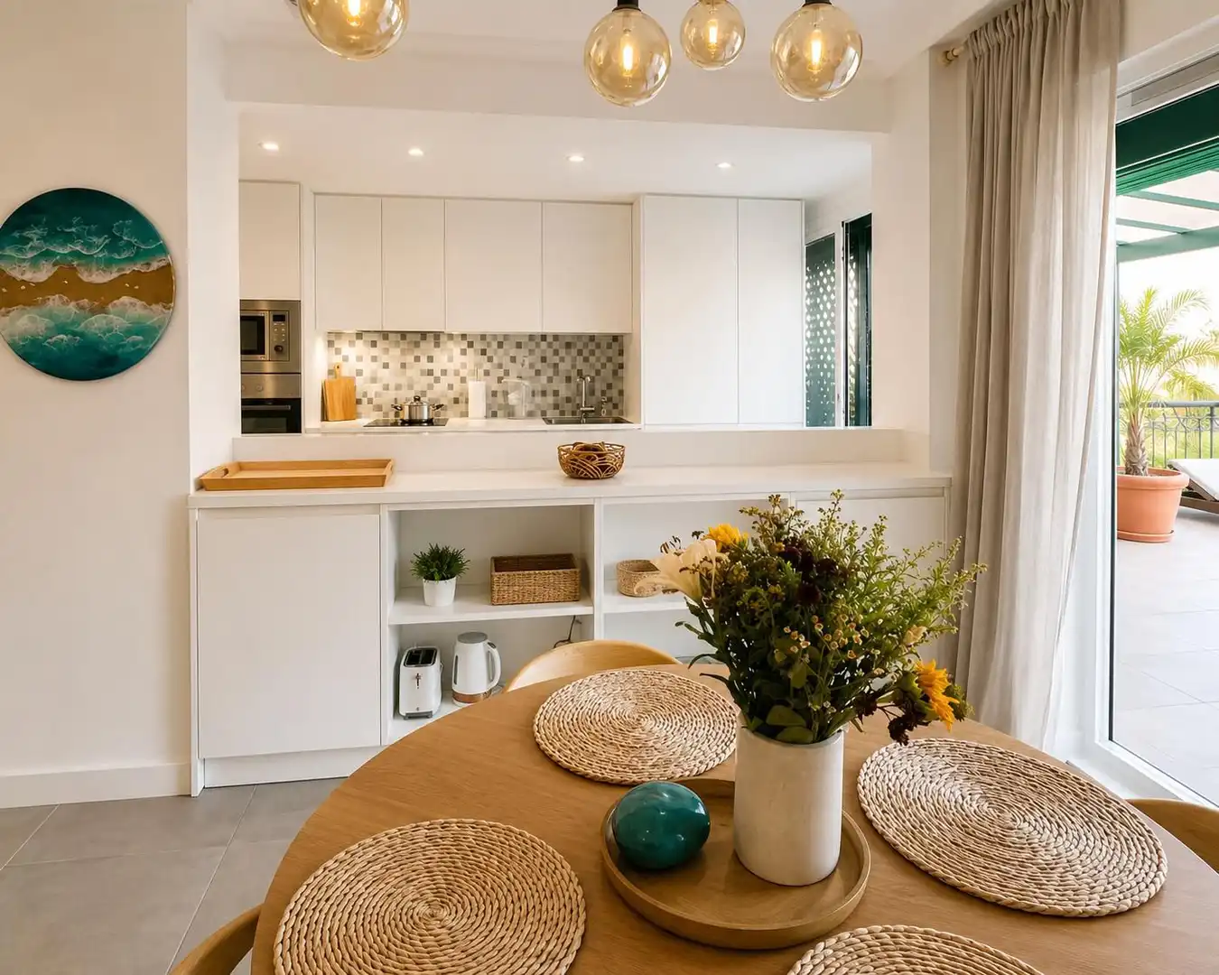 Cuina de Apartament de lloguer en Marbella amb Aire condicionat, Terrassa i Moblat